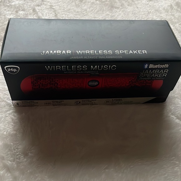 iHip Wireless Music Bluetooth Jambar Speaker 30ft Range Hands Free Calling Red - Picture 4 of 5
